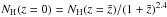 Mathematical equation: \hbox{$N_{\rm H}(z=0)=N_{\rm H}(z=\bar{z})/(1+\bar{z})^{2.4}$}