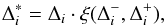 Mathematical equation: \begin{equation} \Delta_i^* = \Delta_i\cdot\xi(\Delta_i^-,\Delta_i^+) , \label{eqn:SLIC_limit} \end{equation}
