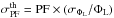 Mathematical equation: \hbox{$\sigma_{\rm PF}^{\rm th} = {\rm PF} \times ({\sigma_{\Phi_{\rm L}}}/{\Phi_{\rm L}})$}