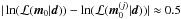 Mathematical equation: \hbox{$|\ln({\cal L}(\vec{m}_0|\vec{d})) - \ln({\cal L}(\vec{m}_0^{(j)}|\vec{d}))| \approx 0.5$}