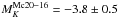 Mathematical equation: \hbox{$M^{\rm Mc20-16}_K = -3.8 \pm 0.5$}