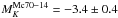 Mathematical equation: \hbox{$M^{\rm Mc70-14}_K = -3.4 \pm 0.4$}