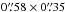 Mathematical equation: \hbox{$0\farcs58\times0\farcs 35$}