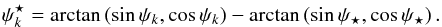 \appendix \setcounter{section}{1} \begin{eqnarray} \psiSK = \arctan{(\sin{\psiK}, \cos{\psiK})}-\arctan{(\sin{\psiJ}, \cos{\psiJ}}) \,. \label{Eq-psijkarctan} \end{eqnarray}