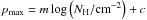 \hbox{$\polfrac_\mathrm{max}=m\log\left(N_\mathrm{H}/\mathrm{cm}^{-2}\right)+c$}