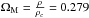 \hbox{$\Om_{\rm M} = \frac{\rh}{\rh_c} = 0.279$}