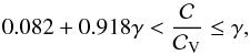 \begin{equation} 0.082 + 0.918 \gm < \frac{\cal C}{{\cal C}_{\rm V}} \leq \gm , \end{equation}