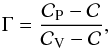 \begin{equation} \Gm = \frac{{\cal C}_{\rm P} - {\cal C}}{{\cal C}_{\rm V} - {\cal C}} , \end{equation}
