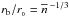 \hbox{$r_{\rm b}/r_{_0}=\nbred\,^{-{1/3}}$}