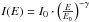 \hbox{$I(E)=I_0\cdot\left(\frac{E}{E_0}\right)^{-\gamma}$}