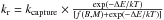 \hbox{$ k_{\rm r}= k_{\rm capture} \times \frac{\exp(- \Delta E/kT)}{[f(B,M) +\exp(- \Delta E/kT)]}$}