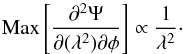 \appendix \setcounter{section}{1} \begin{equation} {\rm Max}\left[\frac{\partial^2\Psi}{\partial(\lambda^2)\partial\phi}\right]\propto \frac{1}{\lambda^2}\cdot \end{equation}