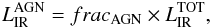\begin{eqnarray} L_{\rm IR}^{\rm AGN} = frac_{\rm AGN} \times L_{\rm IR}^{\rm TOT}, \end{eqnarray}