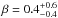\hbox{$\beta=0.4^{+0.6}_{-0.4}$}