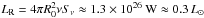 Mathematical equation: \hbox{$\LR=4\pi R_0^2\nu\Sn\approx1.3\times10^{26}~{\rm W}\approx0.3\,L_{\odot}$}