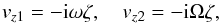 \begin{equation} v_{z1}=-{\rm i}\omega\zeta, \quad v_{z2}=-{\rm i}\Omega\zeta, \label{eq:1.8.1} \end{equation}