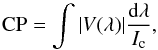 \begin{equation} {\rm CP}=\int|V(\lambda)|\frac{{\rm d}\lambda}{I_{\rm c}}, \label{Eq:total CP} \end{equation}