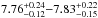 \hbox{$7.76^{+0.24}_{-0.12}{ -} 7.83^{+0.22}_{-0.15}$}