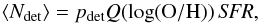 \appendix \setcounter{section}{1} \begin{equation} \label{nobs} \langle N_{\rm det} \rangle = p_{\rm det} Q(\log({\rm O/H})) \, {\it SFR}, \end{equation}