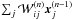 \hbox{$\sum_j {\cal W}^{(n)}_{ij} \vec{x}^{(n-1)}_j$}