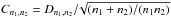\hbox{$C_{{n}_1,{n}_2}=D_{{n}_1,{n}_2}{/}\!\sqrt{(n_1+n_2)/(n_1n_2)}$}