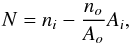 \begin{equation} N = n_i - \frac{n_o}{A_o} A_i, \end{equation}