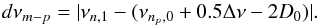 \begin{equation} \label{dmp} d\nu_{m-p} = |\nu_{n,1}- (\nu_{n_{p},0}+0.5\Delta\nu-2D_{0}) | . \end{equation}