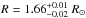 \hbox{$R = 1.66_{-0.02}^{+0.01}~R_{\odot}$}