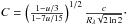 \hbox{$C = \left(\frac{1-u/3}{1-7u/15}\right)^{1/2}\frac{c}{R_{\lambda}\sqrt{2\ln2}}\cdot$}