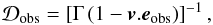 \begin{equation} \mathcal{D}_{\rm obs}=\left[\Gamma \left(1-\vec{v}. {\vec{e}_{\rm obs}}\right)\right]^{-1}, \label{eq:dobs} \end{equation}