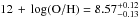 \hbox{$\oh=8.57_{-0.13}^{+0.12}$}