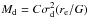 \hbox{$M_{\rm{d}} = C\sigma_{\rm{d}}^2(r_{\rm{e}}/G)$}