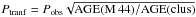 \hbox{$P_{\rm tranf}=P_{\rm obs}\sqrt{{\rm AGE}(\rm M\,44)/AGE(\rm clus)}$}