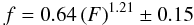 $$ {f} = 0.64\left({F}\right)^{1.21}\pm0.15 $$