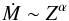 \begin{equation} \label{eq:mdotz} \dot{M} \sim Z^{\alpha} \end{equation}