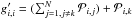 \hbox{$g'_{i,i}= (\sum_{j=1, j\ne k}^{N} \mathcal{P}_{i,j}) + \mathcal{P}_{i,k} $}
