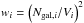 \hbox{$w_i = \left(N_{{\rm gal},i}/V_i \right)^2$}