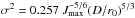 \hbox{$\sigma^2=0.257\ J_\mathrm{max}^{-5/6} (D/r_0)^{5/3}$}