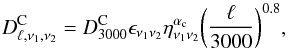 \appendix \setcounter{section}{1} \begin{equation} D_{\ell,\nu_{1},\nu_{2}}^{\textrm{C}}=D_{3000}^{\textrm{C}}\epsilon_{\nu_{1}\nu_{2}}\eta_{\nu_{1}\nu_{2}}^{\alpha_{\rm c}}\bigg(\frac{\ell}{3000}\bigg)^{0.8}, \end{equation}