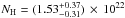 \hbox{$N _{\rm H}=(1.53^{+0.37}_{-0.31})\,\times\,10^{22}$}