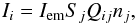 \begin{eqnarray} I_i=I_{\rm em}S_jQ_{ij}n_j , \end{eqnarray}
