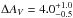 \hbox{$\Delta A_V =4.0_{-0.5}^{+1.0}$}