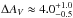 \hbox{$\Delta A_V\approx4.0_{-0.5}^{+1.0}$}
