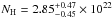 \hbox{$N_{\rm H}=2.85_{-0.45}^{+0.47}\times10^{22}\,$}