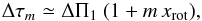 \begin{eqnarray} \label{eqt-spacing-rot2} \DPm \simeq \Tg \ ( 1 + m\, \xrot ) , \end{eqnarray}