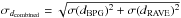 Mathematical equation: \hbox{$\sigma_{d_{\mathrm{combined}}} = \sqrt{\sigma(d_{\mathrm{BPG}})^2 + \sigma(d_{\mathrm{RAVE}})^2}$}