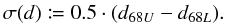 Mathematical equation: $$\sigma(d) \coloneqq 0.5\cdot(d_{68U}-d_{68L}).$$