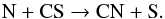 Mathematical equation: \begin{equation} \label{eq11} {\rm N + CS \rightarrow CN + S. } \end{equation}