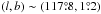 Mathematical equation: \hbox{$(l, b) \sim (117\fdg8, 1\fdg2)$}