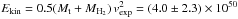 Mathematical equation: \hbox{$E_{\rm kin} = 0.5 (M_{\rm {t}}+M_{\rm {H_2}})\, v_{\rm exp}^2 = (4.0 \pm 2.3) \times 10^{50}$}